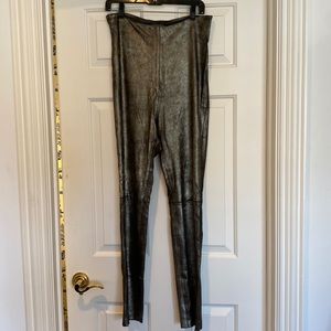 NWOT-The PerFext leather metallic leggings